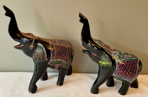lot 101A image: Two Colorful Elephant Figurines