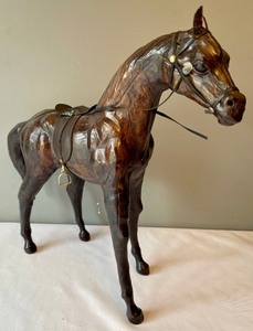 lot 100A image: 3 Leather Horses