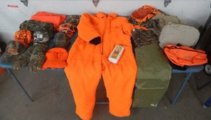 lot 24 image: Large Lot Of Camo & Blaze Orange Hunting Clothes Size XL