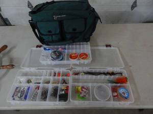 lot 33 image: 3-Organizers With Fishing Tackle & Timber Creek Tackle Bag