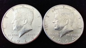 2 90% Silver Kennedy Half Dollars