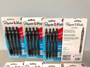 Twelve 4-Packs of Papermate Medium Point Black Pens.