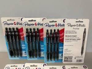 Twelve 4-Packs of PaperMate Medium Point Black Pens.
