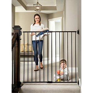 Regalo Black Extra Tall Top of Stair Metal Walk Through Safety Gate.