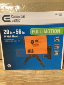 lot 1 image: Commercial Electric Full Motion TV Wall Mount for 20 in. - 56 in. TVs Open box