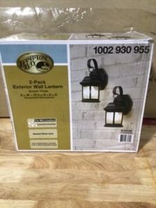lot 2 image: Hampton Bay 1-Light Bronze Outdoor Wall Lantern Sconce with Seeded Glass (2-Pack) open box