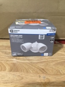 lot 4 image: Commercial Electric 2-Head White Outdoor Integrated LED Security Flood Light 1200 to 2400 Lumen Boost Dusk-to-Dawn 4000K Bright White