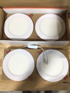 lot 12 image: Commercial Electric Slim Baffle 4 in. Color Selectable New Construction and Remodel Canless Recessed Integrated LED Kit (4-Pack)