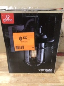 lot 38 image: Globe Electric Turner 1-Light Black Outdoor Wall Lantern Sconce Open box