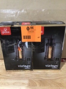 lot 47 image: Globe Electric Bennett 1-Light Matte Black Outdoor Wall Lantern Sconce (2 units) open box