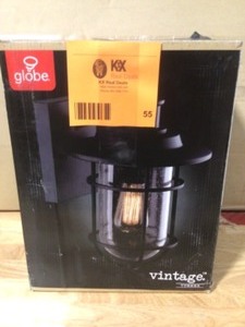 lot 55 image: Globe Electric Turner 1-Light Black Outdoor Wall Lantern Sconce Open box
