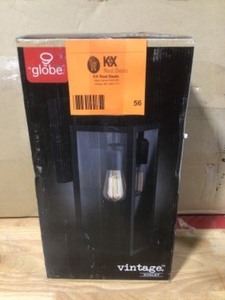 lot 56 image: Hampton Bay Hurley Modern 1-Light Matte Black Hardwired Medium Outdoor Wall Lantern Sconce Open box
