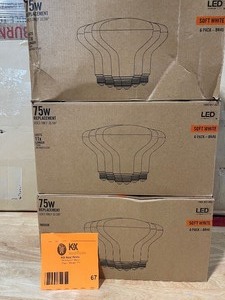 lot 67 image: Lot of 3 New Unbranded 75-Watt Equivalent BR40 CEC Dimmable LED Light Bulb in Soft White (6-Pack)