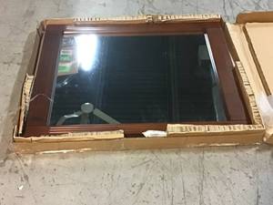 24 in. W x 29 in. H Framed Rectangular Beveled Edge Bathroom Vanity Mirror in Dark Cherry by Home Decorators Collection  Customer Returns See Pictures