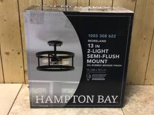 Moreland 13 in. 2-Light Oil-Rubbed Bronze Semi-Flush Mount by Hampton Bay Customer Returns See Pictures