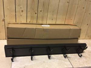 Snap Install 27 in. Black Hook Rack with 5 Matte Black Hooks by Home Decorators Collection Customer Returns See Pictures