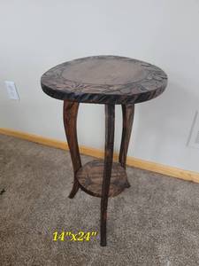lot 144 image: Rustic Carved Side Table