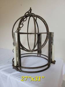 lot 4 image: Wrought Iron Outdoor Chandelier
