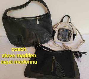 lot 214 image: Handbag Collection, 3 Bags  Coach  Steve Madden  Aqua Madonna