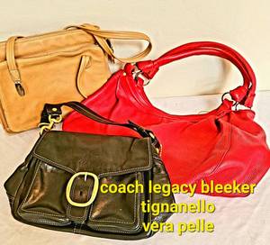 lot 215 image: Handbag Collection, 3 Bags  Coach  Tignanello  Vera Pelle
