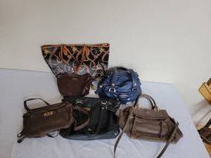 lot 233 image: Handbag Collection of 6  Frye  Lauren  Camuto  Riveter 