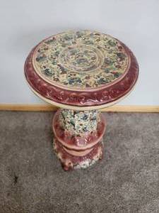 lot 29 image: Vibrant Painted Ceramic Plant Stand