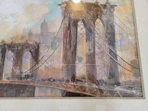 lot 61 image: Modern Fine Art Watercolor Print - Brooklyn Bridge