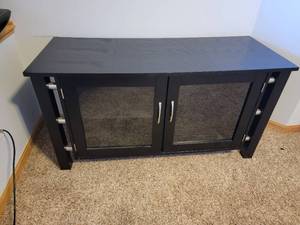 lot 47 image: Modern Black Entertainment Stand  Cabinet