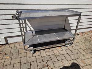 lot 196 image: Industrial Stainless Steel Work Cart