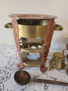 lot 187 image: Vintage Copper Fondue Set