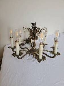 lot 139C image: Vintage Brass Regency Chandelier