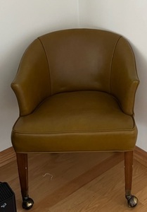 lot 309 image: Olive Leather Accent Chairs