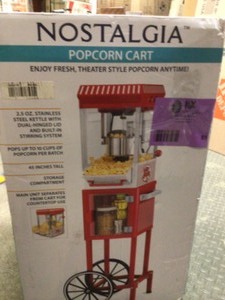 Nostalgia Vintage Collection 2.5 oz. Red Oil Popcorn Machine with Cart open box