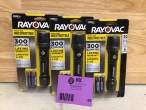 RAYOVAC Tactical LED Flashlight, IP67 Waterproof, Super Bright and Durable Metal 3 units open box