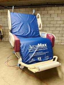 lot 3 image: NO RESERVE $28,000 Hill-Rom P1900 ICU Critical Care Hospital Bed With Chair Position, Accumax Non-Powered Pressure Relief Mattress, Powered Flexafoot (Retractable 12 Bed Extension) - GREAT WORKING CONDITION