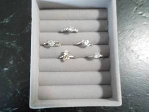 5 Cubic Zirconia Rings with Rhinest...
