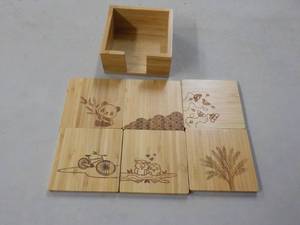 6 Piece Wood Engraved Coaster Set...