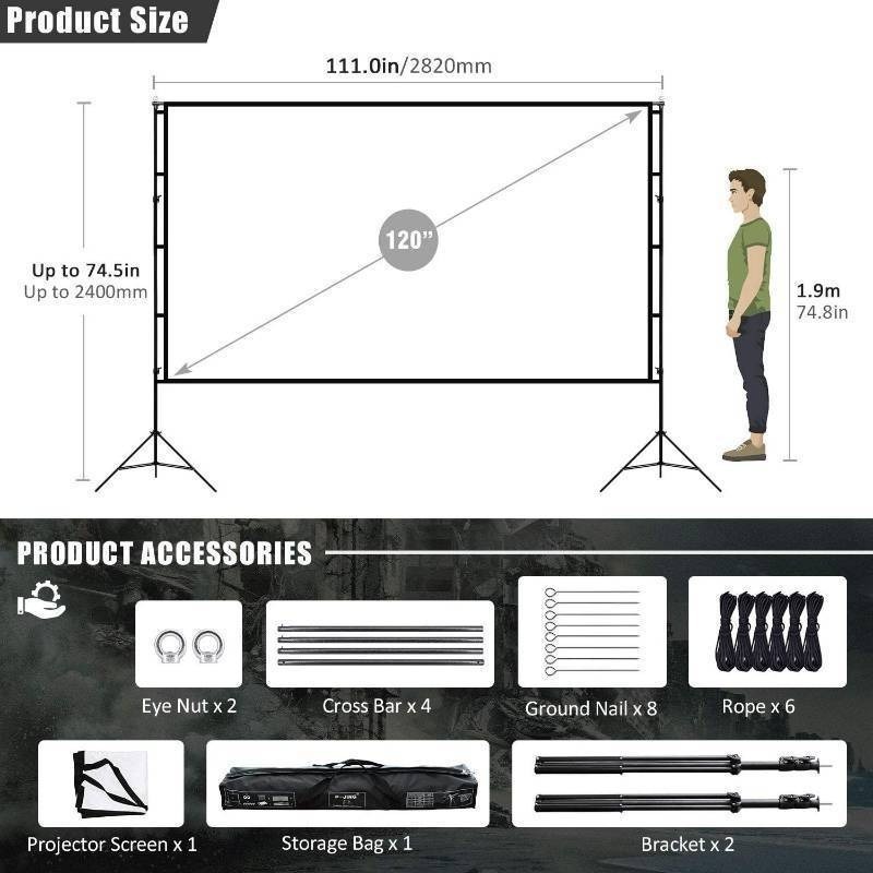 lot 38 image: P-Jing 120 Portable Projection Screen with Stand