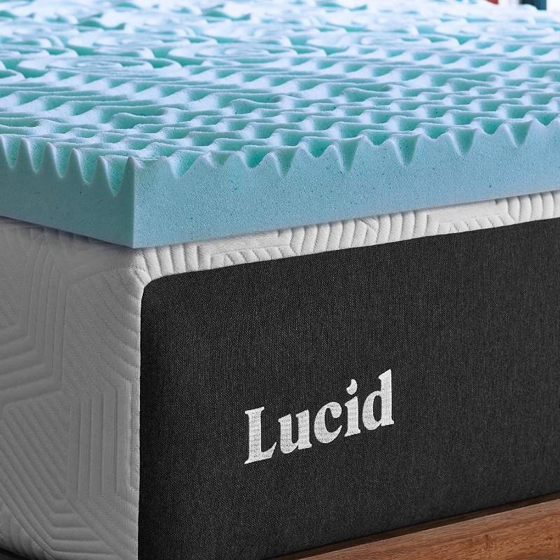 lot 122 image: LUCID 3 Inch Gel Memory Foam Plush Mattress Topper, Full