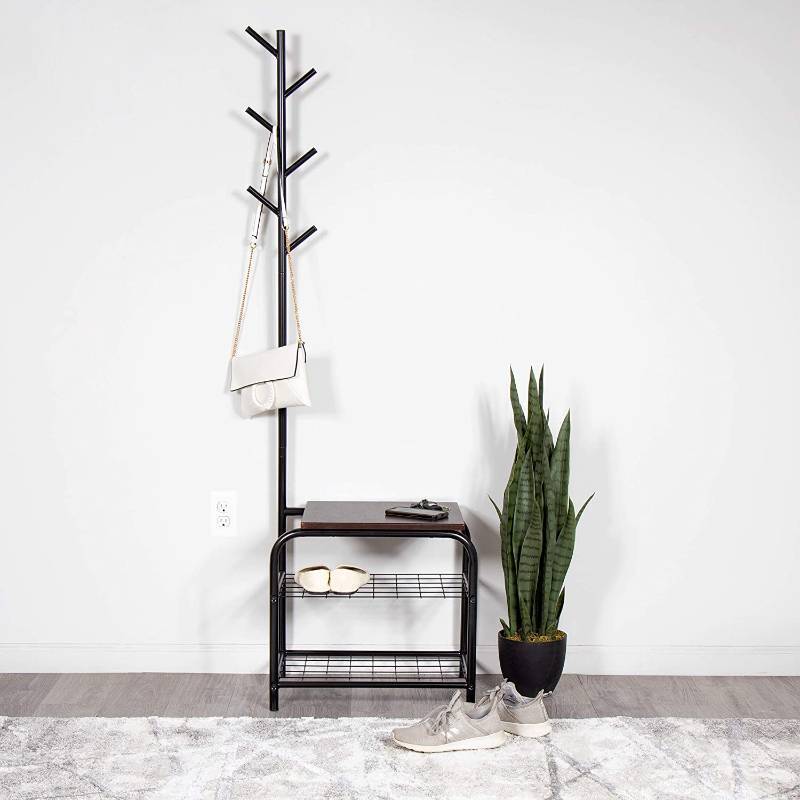 lot 243 image: Milliard Coat Rack Hall Tree with Bench