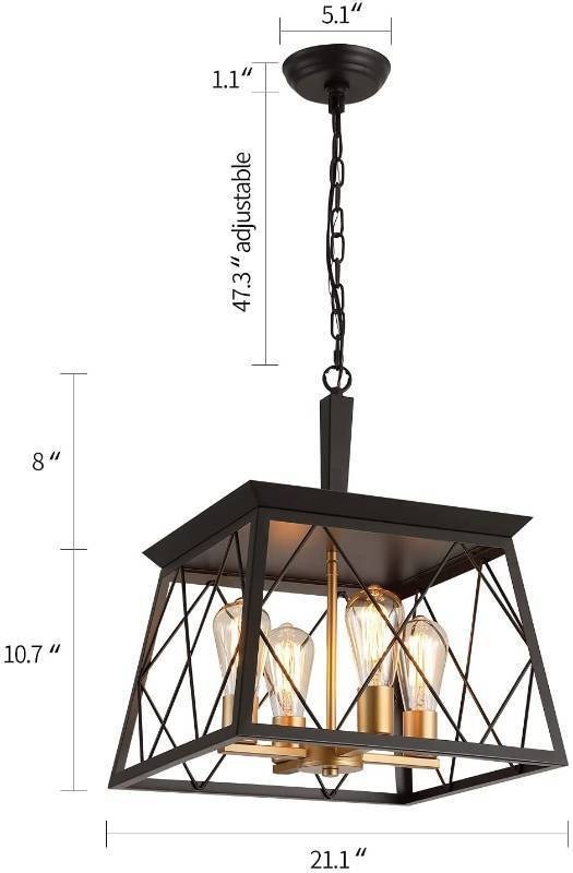 lot 16 image: Q&S Rustic 4 Light Farmhouse Kitchen Chandelier, Oil Rubbed Bronze