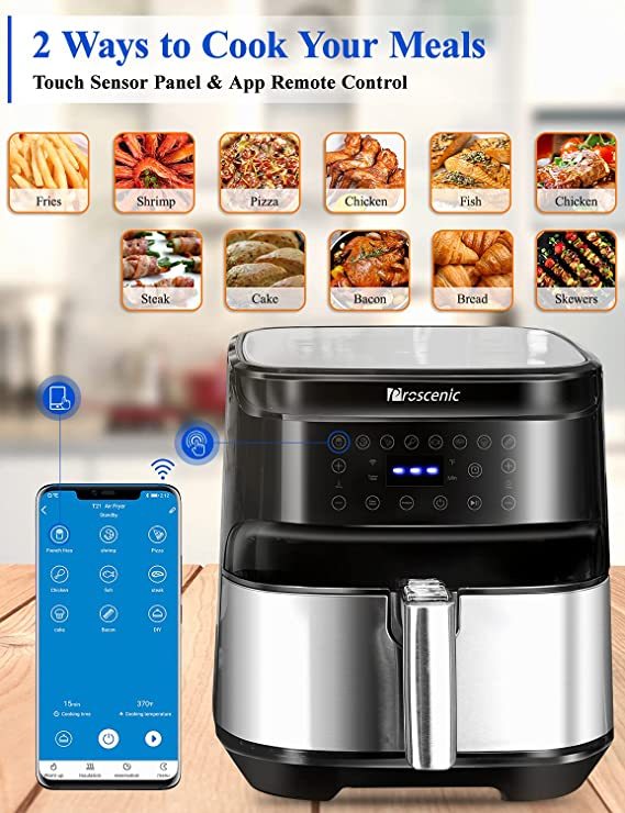 lot 241 image: Proscenic 1700W Smart Electric Airfryer, Model T21, Black