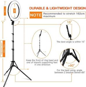 lot 17 image: FOSITAN 18 LED Ring Light with 2M Stand for Phone and Camera