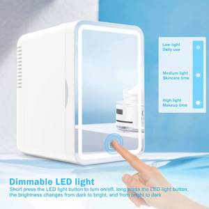 lot 125 image: COOSEON Mini Fridge 6 Liters, LED Mirror Beauty Fridge , ACDC Thermoelectric Cooler and Heater