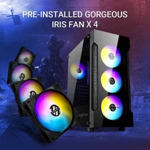 lot 135 image: ATX Mid-Tower Gaming PC Case ABKONCORE T250X with 4 Pre-Installed 120mm LED Fans