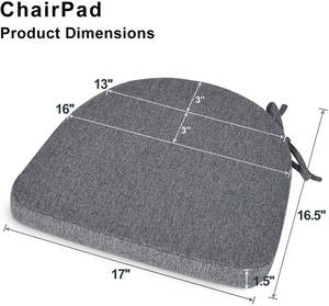 lot 79 image: Set of 4 Shinnwa Chair Cushion with Ties for Dining Chairs 17 x 16.5 Inches , Dark Gray