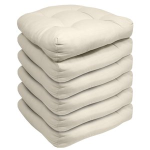 lot 109 image: 6 Pack of Sunrox Memory Foam Chair Cushions, Cream