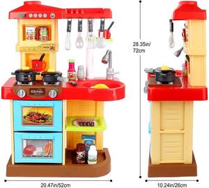 lot 141 image: deAO Kitchen Playset Toy with Sounds and Lights, Red
