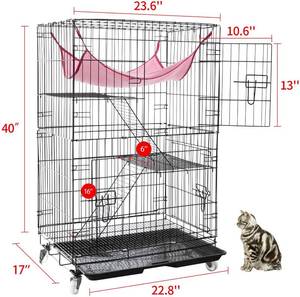 lot 232 image: Daorfaa 2-Tier Large Cat Ferret Cage Kennel Crate Playpen Box, Collapsible Home for Small Animals, 24 x 17 x 40 Inches, Black
