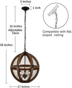 lot 158 image: ABLEHOME Rustic Farmhouse Caged Globe Hanging Light